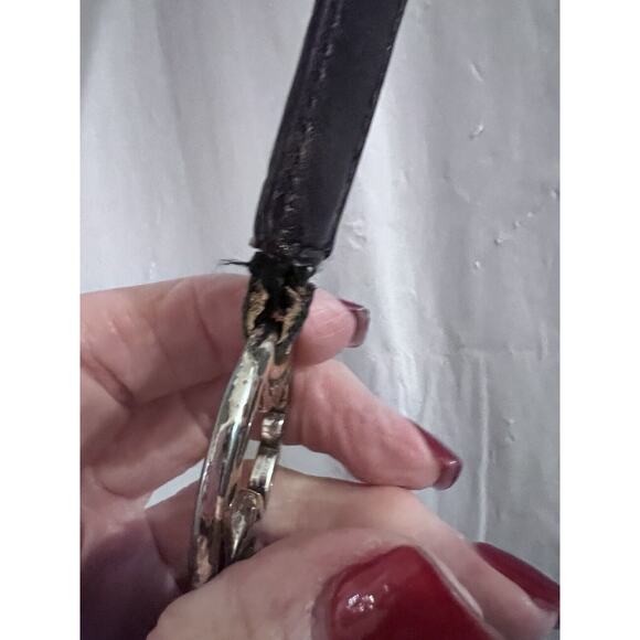 Brighton Vintage Black Pebble Brown Croc Leather Peyton Shoulder Bag 12 X 9 - Picture 9 of 14